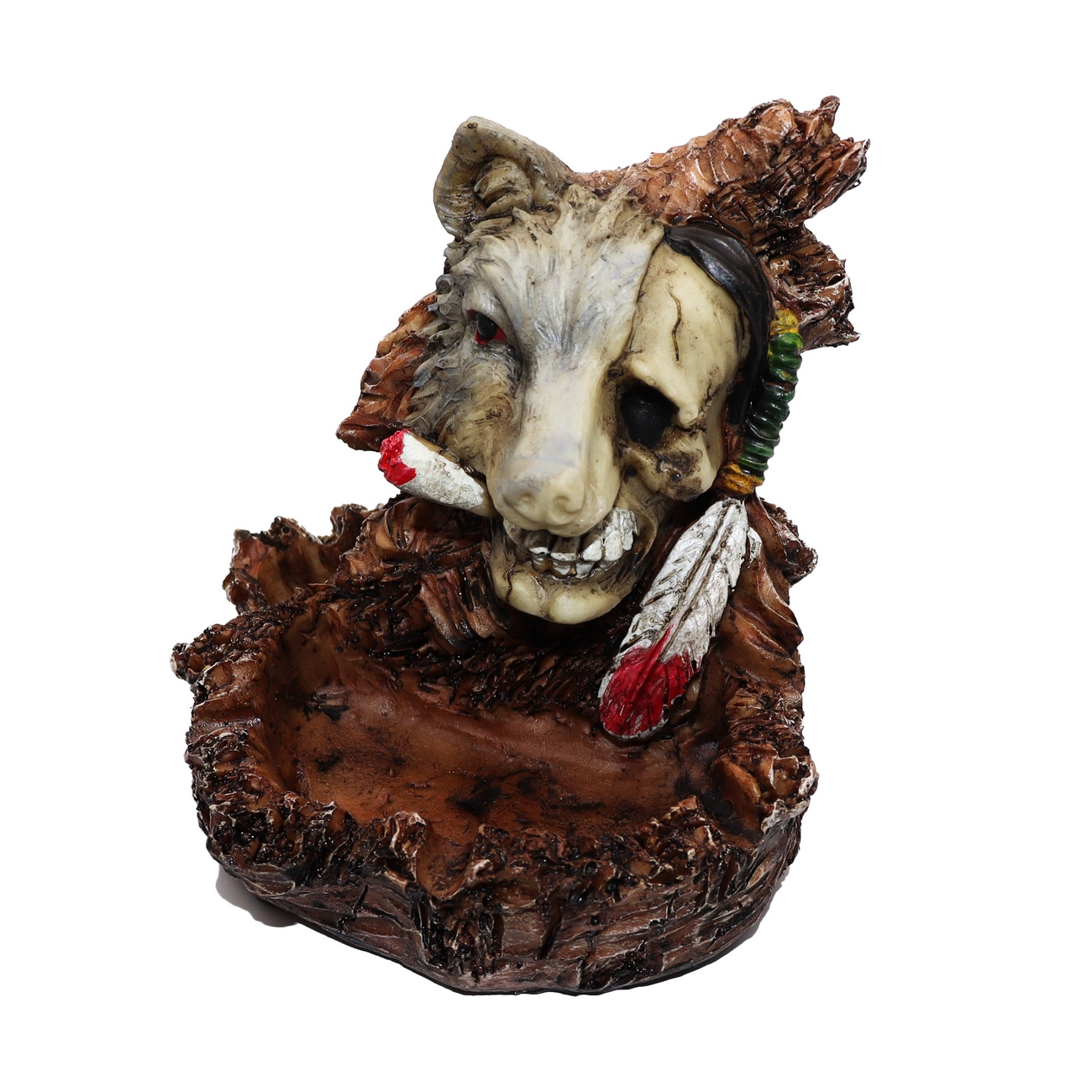 Cenicero Calavera Rasta Lobo Decoración